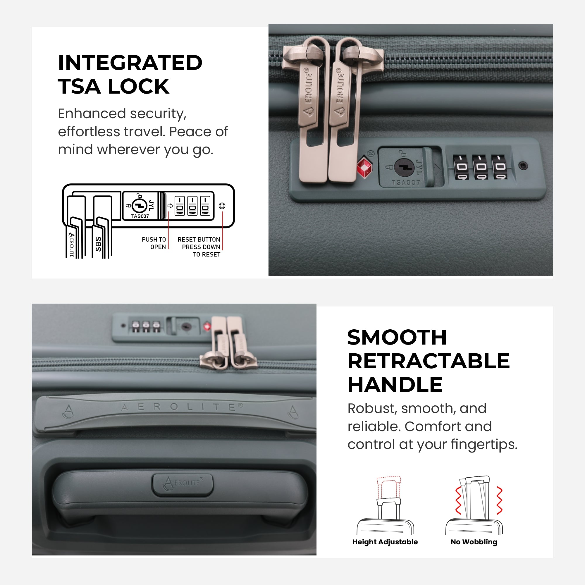Aerolite Ryanair Priority Bundle – 55x40x20/23cm Expandable Cabin Suitcase + 40x20x25cm Ryanair-Free Underseat Bag with TSA Lock – Lightweight, Airline-Approved Set (Green+Black)