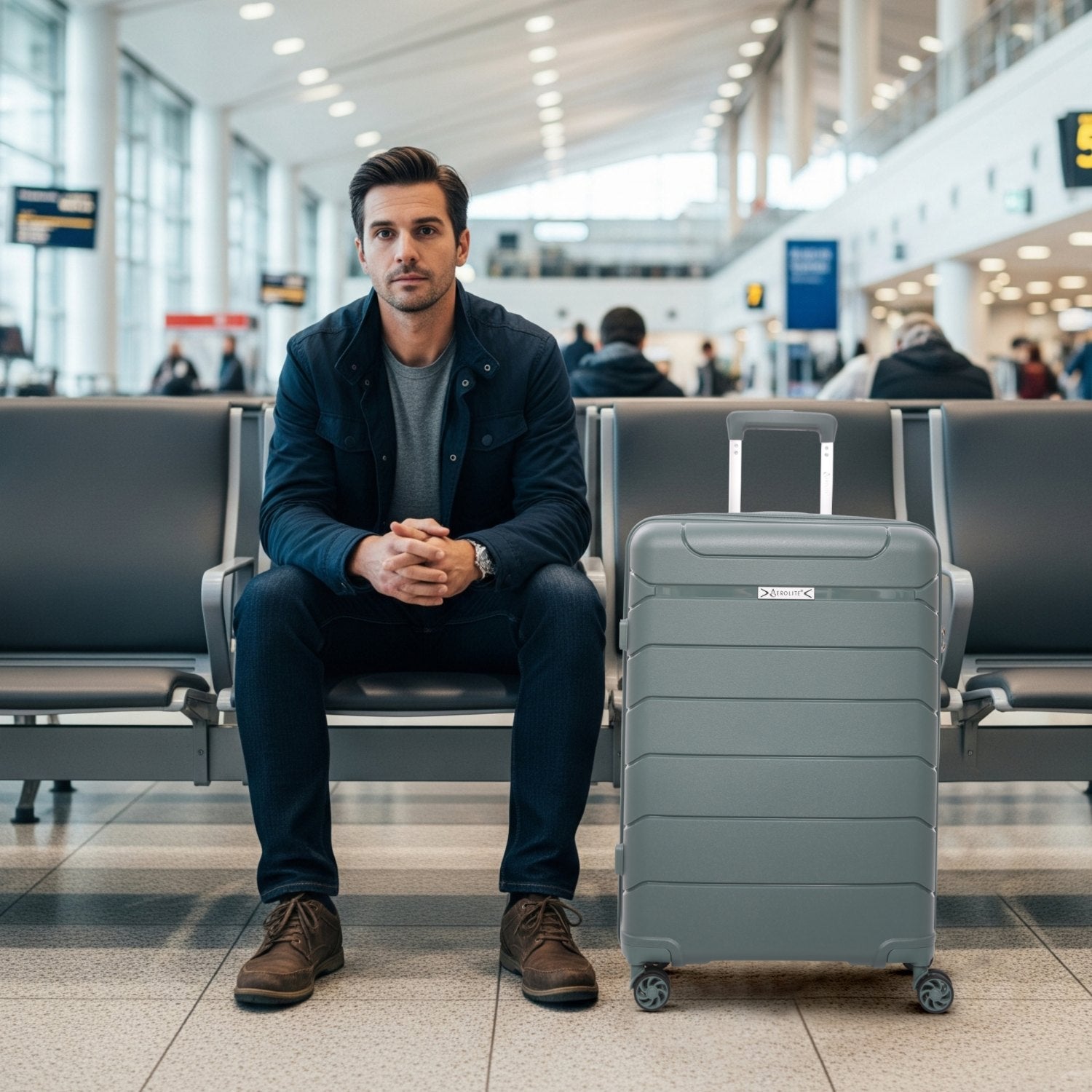 Aerolite 24” Medium 67L Lightweight Polypropylene (PP) Check-In Suitcase – Hard Shell Luggage with Spinner Wheels, TSA Lock & Organised Interior, Green