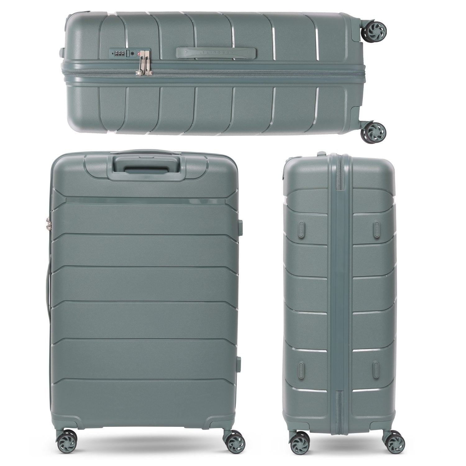 Aerolite 28” Large 100L Lightweight Polypropylene (PP) Check-In Suitcase – Hard Shell Luggage with Spinner Wheels, TSA Lock & Waterproof Pocket, Green