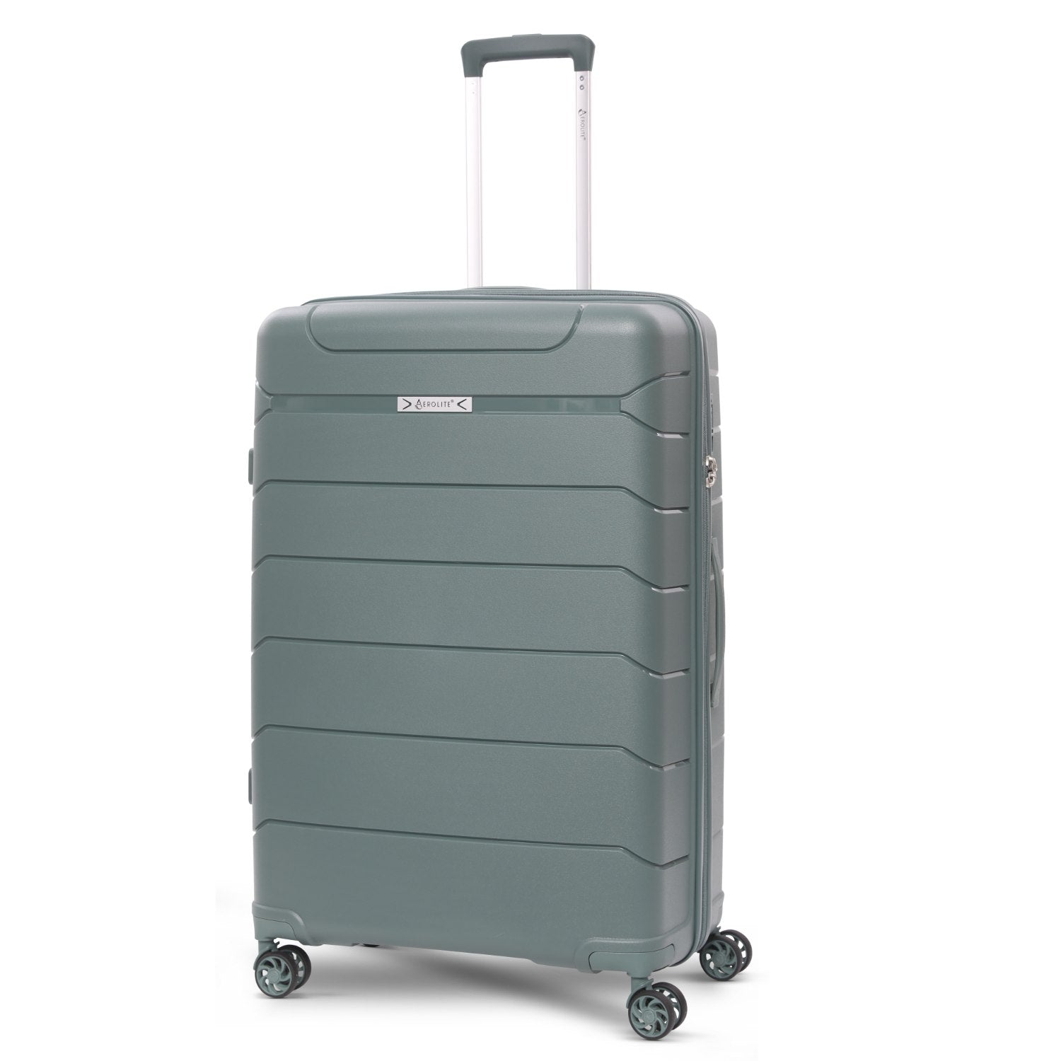 Aerolite 28” Large 100L Lightweight Polypropylene (PP) Check-In Suitcase – Hard Shell Luggage with Spinner Wheels, TSA Lock & Waterproof Pocket, Green