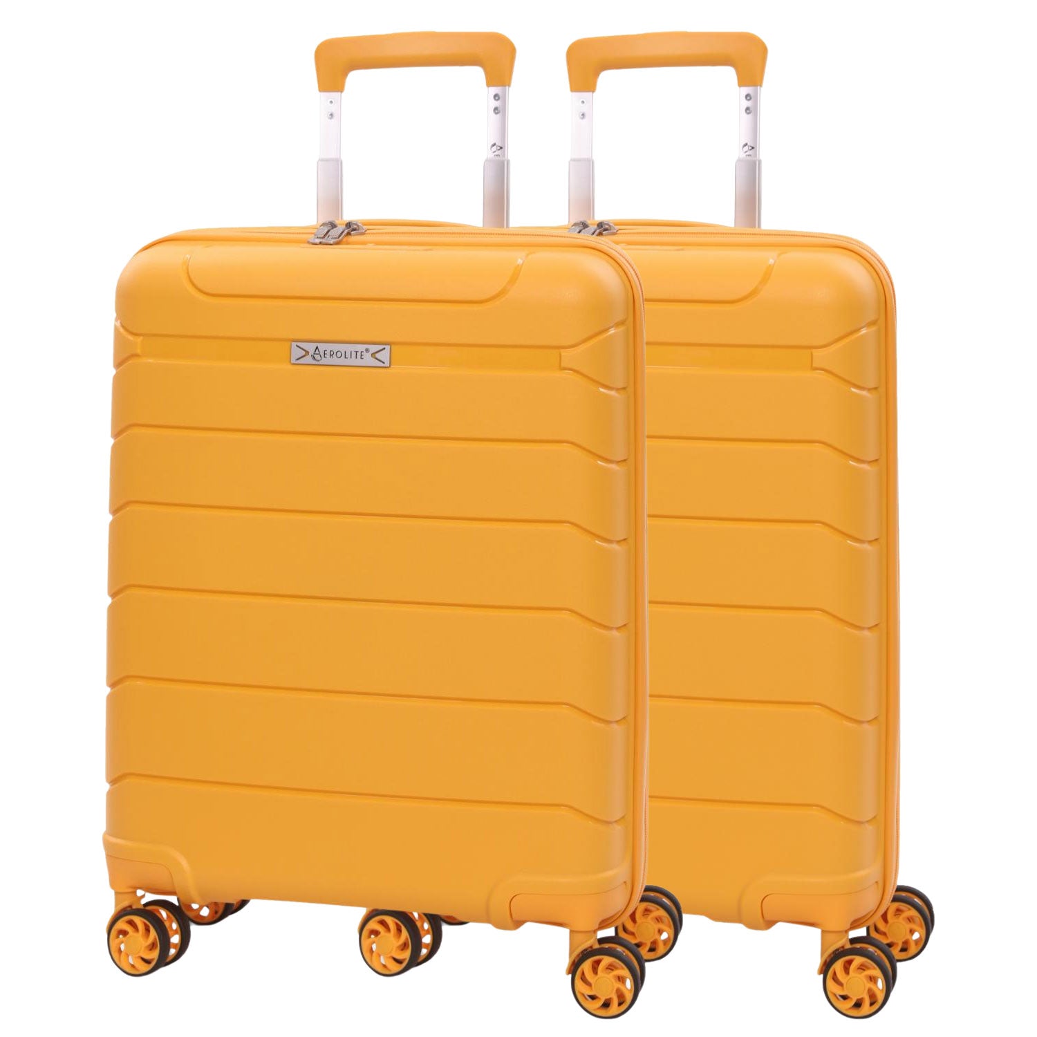 Aerolite 55x40x20/23cm Ryanair Priority Max Size Expandable Cabin Suitcase, Also Fits Wizz Air Priority, Lightweight PP Hard Shell Carry-On with 4 Spinner Wheels & TSA Lock (x2) – Mango