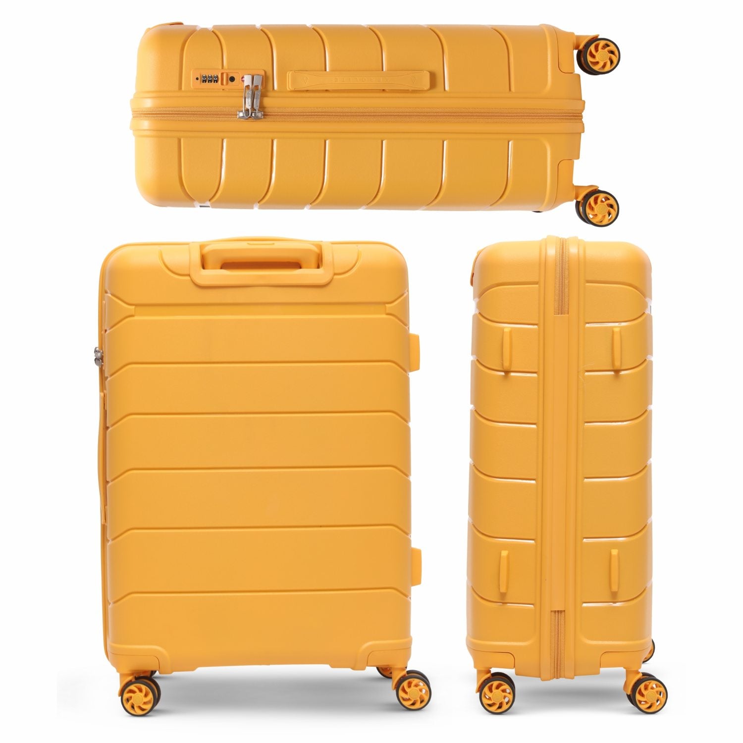 Aerolite Premium PP 3-Piece Luggage Set, Lightweight Polypropylene Hard Shell Suitcases with 4 Dual Spinner Wheels & TSA Lock, Expandable Cabin (21”), Medium (24”), Large (28”), Expandable Carry-On Case Included – Mango