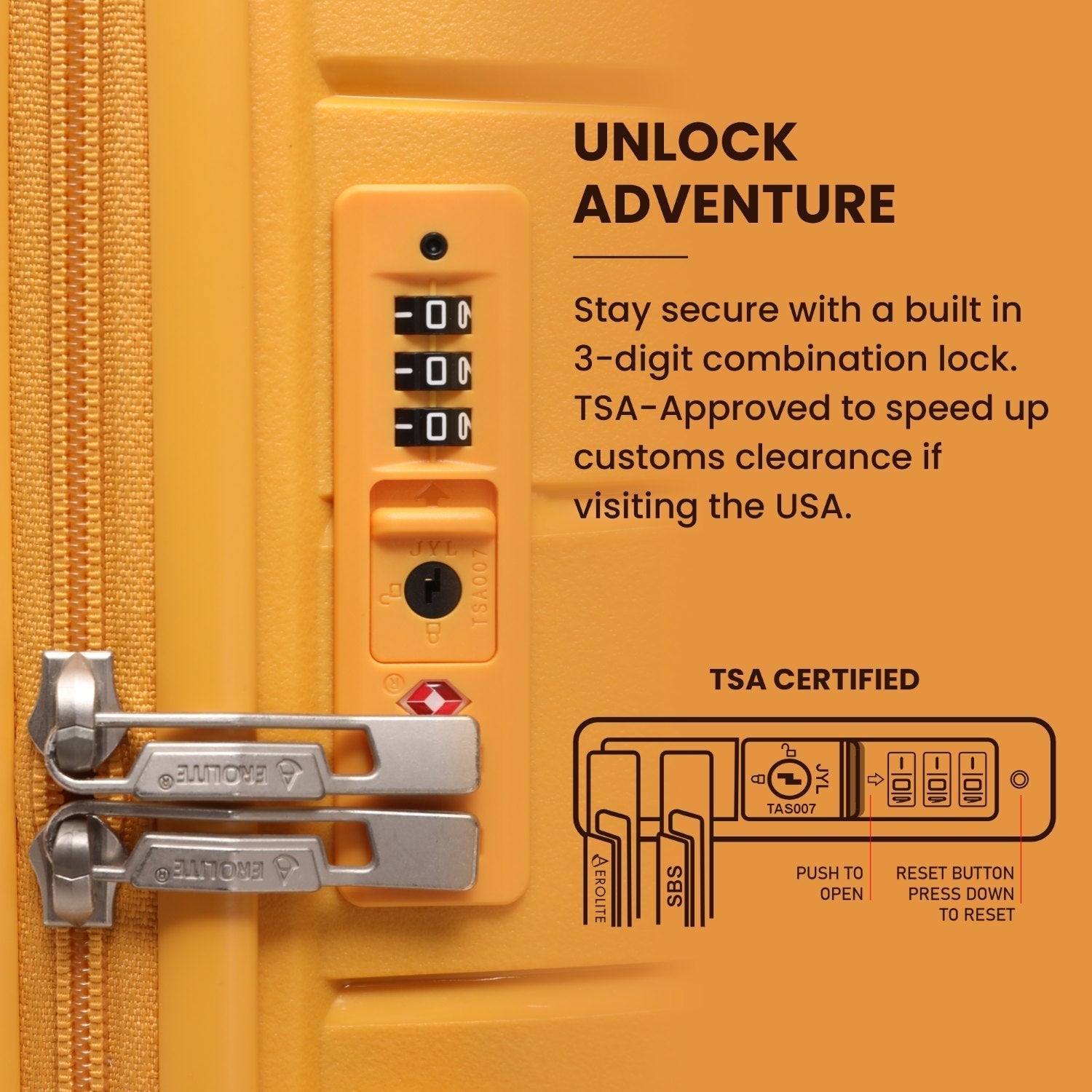 Aerolite Premium PP 2-Piece Luggage Set, Lightweight Polypropylene Hard Shell Suitcases with 4 Dual Spinner Wheels & TSA Lock, Expandable Cabin (21”), Large (28”), Expandable Carry-On Case Included – Mango