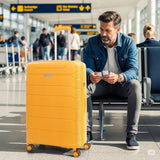 Aerolite Premium PP 2-Piece Luggage Set, Lightweight Polypropylene Hard Shell Suitcases with 4 Dual Spinner Wheels & TSA Lock, Expandable Cabin (21”), Large (28”), Expandable Carry-On Case Included – Mango