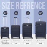Aerolite Premium PP 4 Piece Hard Shell 4 Dual Wheel Spinner Travel Luggage Suitcase Set , Expandable Cabin + Medium + Large + Extra Large - Navy