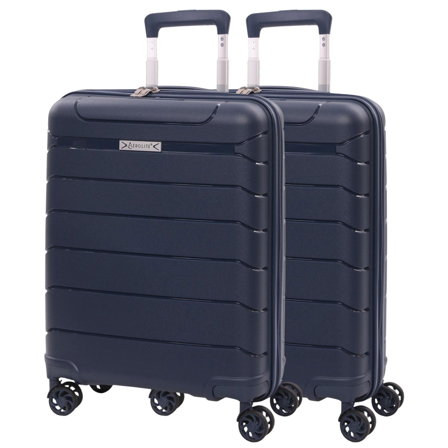 Aerolite 55x40x20/23cm Ryanair Priority Max Size Expandable Cabin Suitcase, Also Fits Wizz Air Priority, Lightweight PP Hard Shell Carry-On with 4 Spinner Wheels & TSA Lock (x2) – Navy