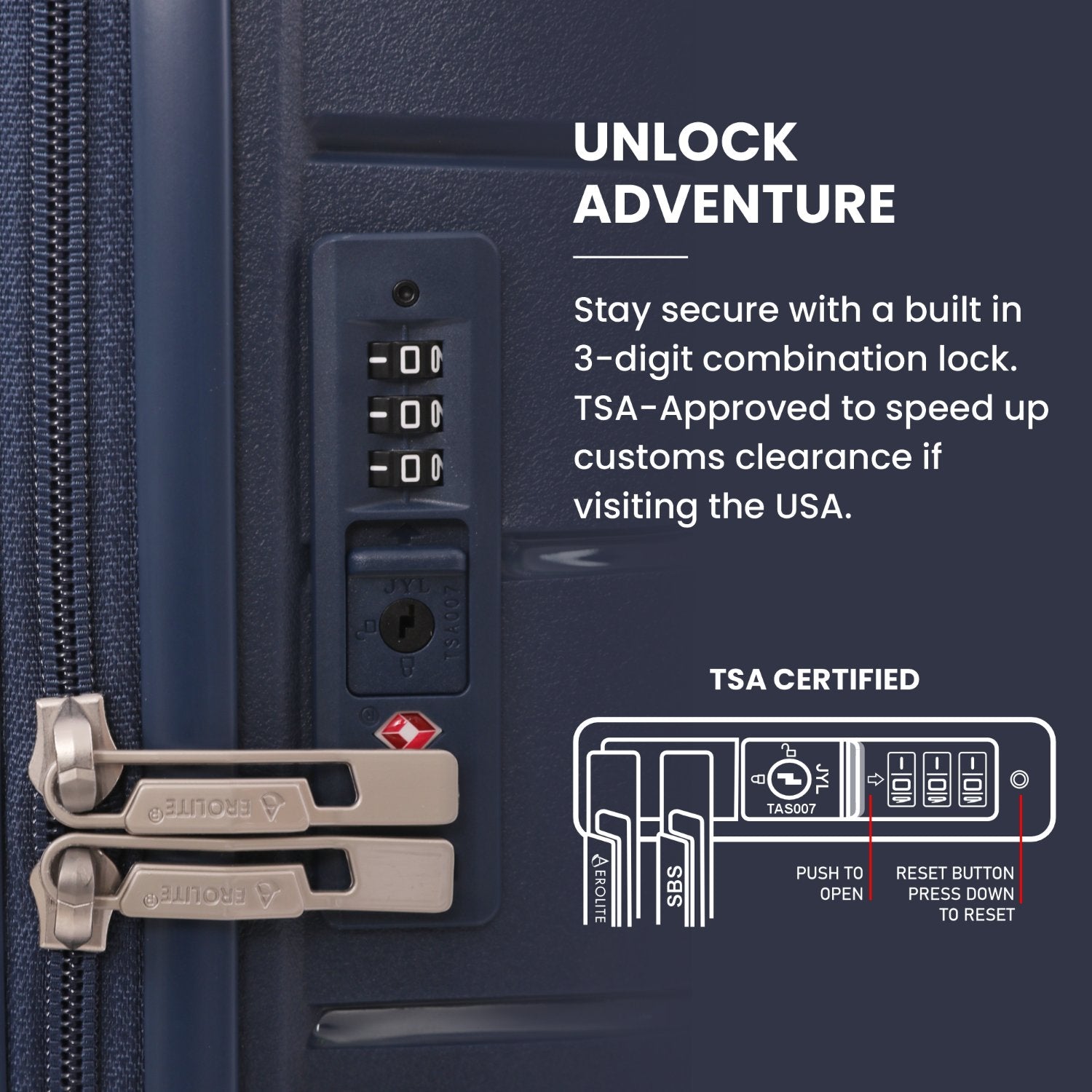 Aerolite Premium PP 2-Piece Luggage Set, Lightweight Polypropylene Hard Shell Suitcases with 4 Dual Spinner Wheels & TSA Lock, Expandable Cabin (21”), Large (28”), Expandable Carry-On Case Included – Navy