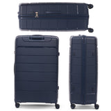 Aerolite Premium PP 4 Piece Hard Shell 4 Dual Wheel Spinner Travel Luggage Suitcase Set , Expandable Cabin + Medium + Large + Extra Large - Navy