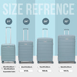 Aerolite Premium PP 4 Piece Hard Shell 4 Dual Wheel Spinner Travel Luggage Suitcase Set , Expandable Cabin + Medium + Large + Extra Large - Sage