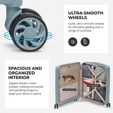 Aerolite Premium PP 2-Piece Luggage Set, Lightweight Polypropylene Hard Shell Suitcases with 4 Dual Spinner Wheels & TSA Lock, Expandable Cabin (21”), Large (28”), Expandable Carry-On Case Included – Sage