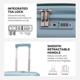 Aerolite Travel Bundle – 55x40x20/23cm Expandable Cabin Suitcase + 40x20x25cm Ryanair-Free Underseat Bag with TSA Lock – Lightweight, Airline-Approved Set (Sage+Black)