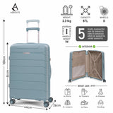 Aerolite Premium PP 4 Piece Hard Shell 4 Dual Wheel Spinner Travel Luggage Suitcase Set , Expandable Cabin + Medium + Large + Extra Large - Sage