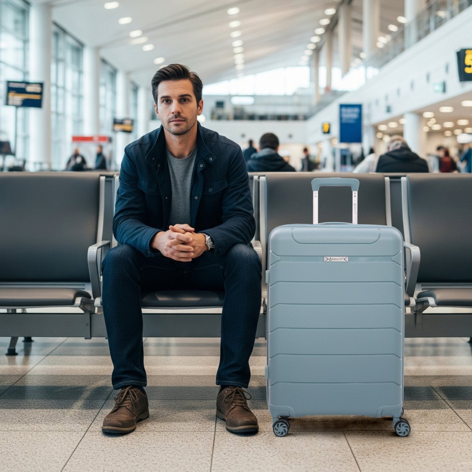 Aerolite Premium PP 4 Piece Hard Shell 4 Dual Wheel Spinner Travel Luggage Suitcase Set , Expandable Cabin + Medium + Large + Extra Large - Sage