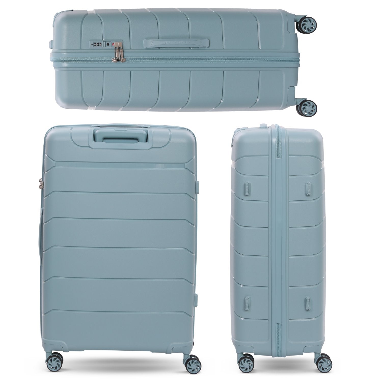 Aerolite 28” Large 100L Lightweight Polypropylene (PP) Check-In Suitcase – Hard Shell Luggage with Spinner Wheels, TSA Lock & Waterproof Pocket, Sage