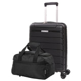 Aerolite Travel Bundle – 55x40x20/23cm Expandable Cabin Suitcase + 40x20x25cm Ryanair-Free Underseat Bag with TSA Lock – Lightweight, Airline-Approved Set (Black)