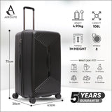 Aerolite 108L Extra-Large Travel Trunk – Durable Polypropylene Shell, 4 Dual-Wheel Spinner, TSA Lock, YKK Zippers & Fresh-Lining Interior – Black