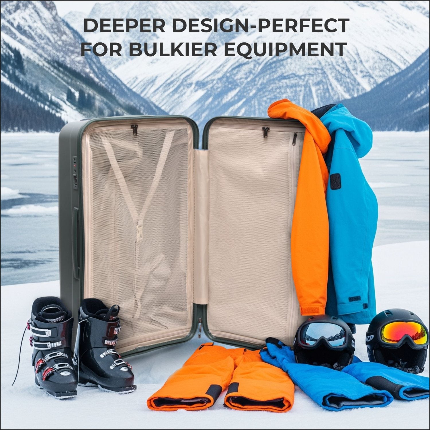 Aerolite 108L Extra-Large Travel Trunk – Durable Polypropylene Shell, 4 Dual-Wheel Spinner, TSA Lock, YKK Zippers & Fresh-Lining Interior – Dark Green