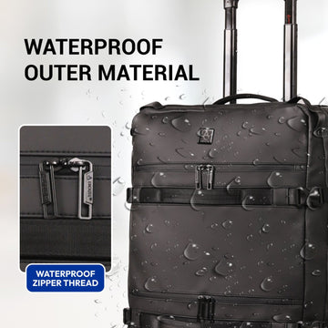 Aerolite Ryanair Priority Max Waterproof Trolley Cabin Bag 55x40×20 cm, 44L Carry-On with 17" Laptop Sleeve, TSA Lock & 2 Wheels – Black