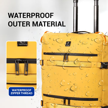 Aerolite Waterproof Trolley Cabin Bag, Ryanair Priority Max Size 55x40×20 cm, 44L Carry-On with 17" Laptop Sleeve, TSA Lock & 2 Wheels – Mango