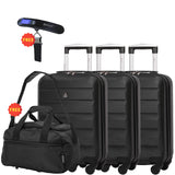 Aerolite (55x35x20cm) Set of 3 Lightweight Hard Shell Cabin Suitcase (x3 Set), Free 40x20x25cm Holdall & Luggage Scale, Approved For Ryanair (Priority), easyJet (Flexi/Plus/Large Cabin)