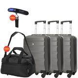 Aerolite (55x35x20cm) Set of 3 Lightweight Hard Shell Cabin Suitcase (x3 Set), Free 40x20x25cm Holdall & Luggage Scale, Approved For Ryanair (Priority), easyJet (Flexi/Plus/Large Cabin)