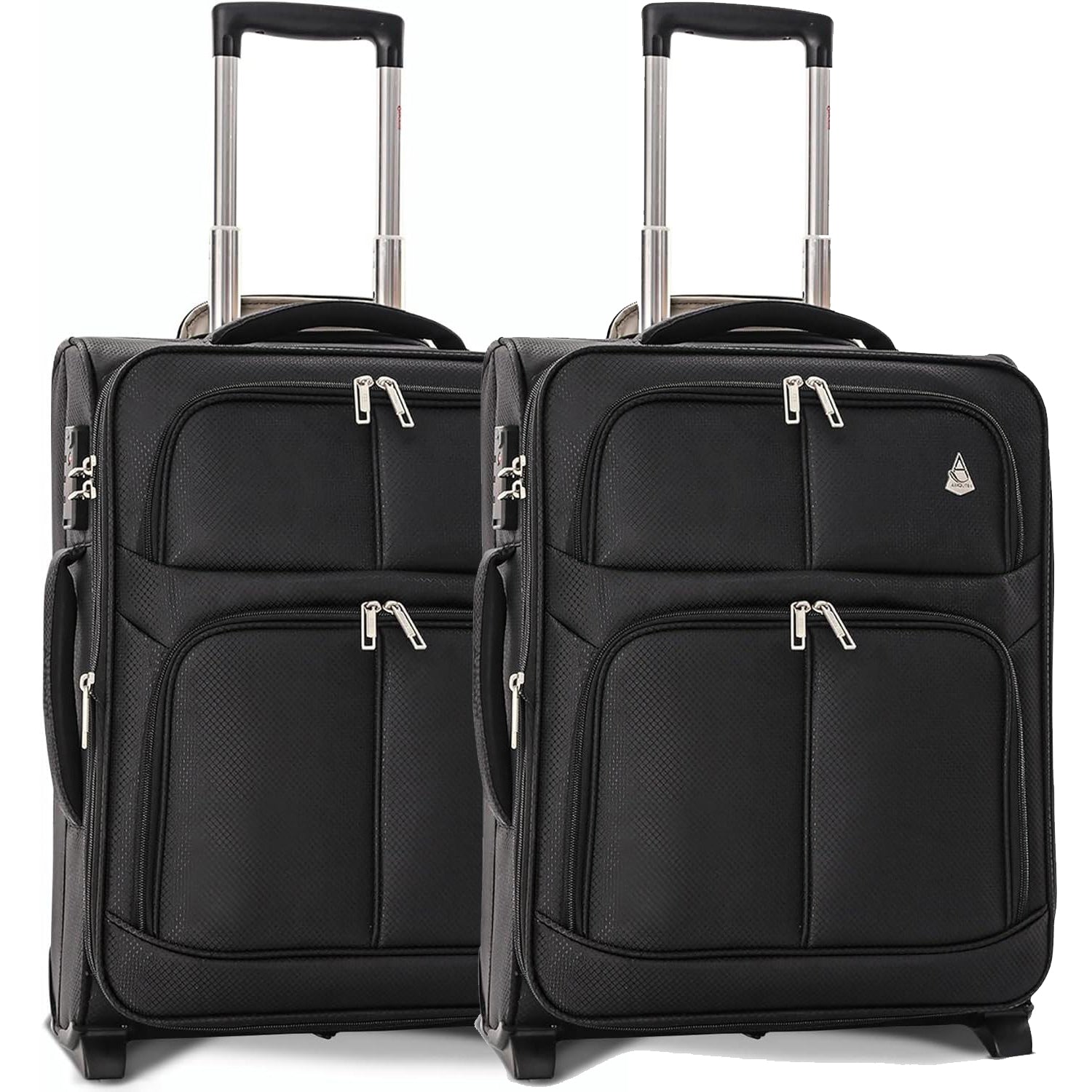 Aerolite 56x45x25cm British Airways Jet2 & easyJet Upgrade Maximum Allowance Large Lightweight 2 Wheel Carry On Hand Cabin Luggage Bag Suitcase 56x45x25 with TSA Approved Lock Black - Aerolite UK