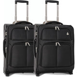 Aerolite 56x45x25cm Easyjet Large Cabin, British Airways Jet2 Maximum Allowance Lightweight 2 Wheel Carry On Hand Cabin Luggage Bag Suitcase 56x45x25 with TSA Approved Lock Black (Set of 2)