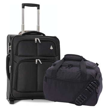 Aerolite Wizz Air Max Cabin Bundle – Expandable 55x40x23cm Suitcase + 40x30x20cm Underseat Holdall - Lightweight, Eco-Friendly Travel Set
