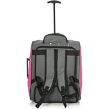 Back view of Aerolite MiniMAX pink suitcase with backpack straps and compact design, ideal for under-seat travel.