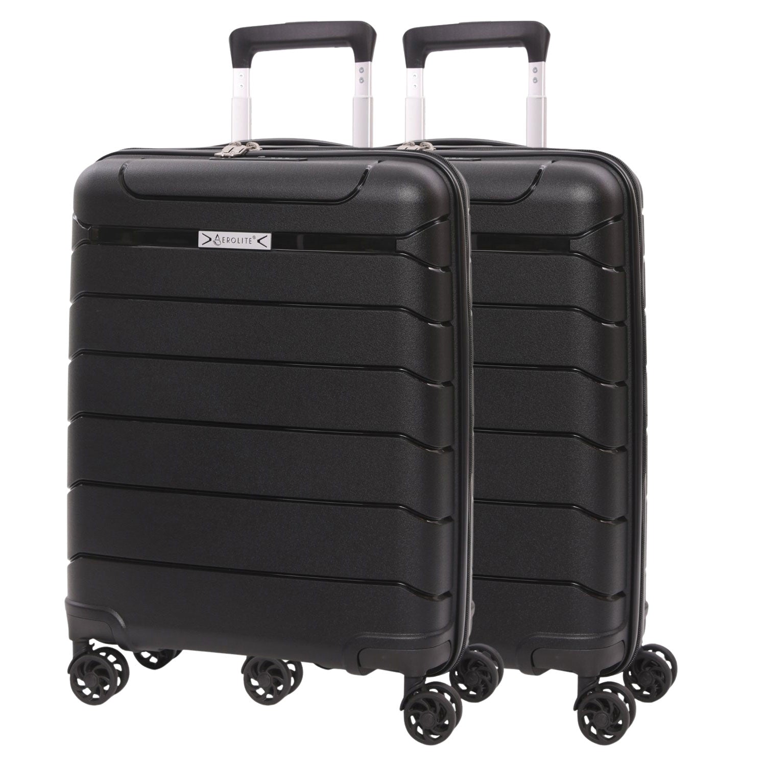 Aerolite 55x40x20/23cm Ryanair Priority Max Size Expandable Cabin Suitcase, Also Fits Wizz Air Priority, Lightweight PP Hard Shell Carry-On with 4 Spinner Wheels & TSA Lock (x2) – Black