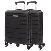 Aerolite 55x40x20/23cm Ryanair Priority Max Size Expandable Cabin Suitcase, Also Fits Wizz Air Priority, Lightweight PP Hard Shell Carry-On with 4 Spinner Wheels & TSA Lock (x2) – Black