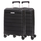 Aerolite 55x40x20/23cm Ryanair Priority Max Size Expandable Cabin Suitcase, Also Fits Wizz Air Priority, Lightweight PP Hard Shell Carry-On with 4 Spinner Wheels & TSA Lock (x2) – Black