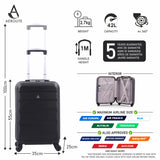 Aerolite (55x35x25cm) Hard Shell Carry On Hand Cabin Luggage Suitcase with 4 Wheels, Max Size for Air Europa, Air France, Alitalia, KLM & Transavia