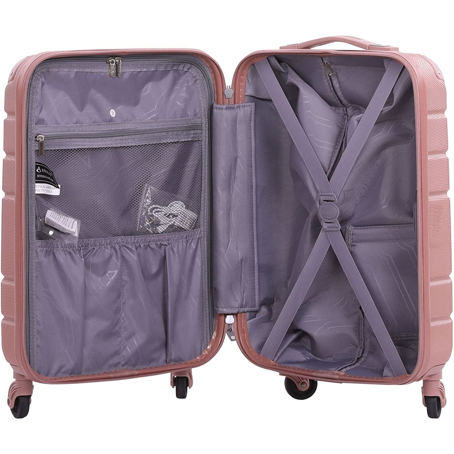 Aerolite Lightweight 4 Wheel ABS Hard Shell Travel Spinner Luggage Suitcases With Inbuilt Luggage Scale (25" & 29"), 3-Digit Combination Barrel Padlock, 5 Year Warranty (Cabin 21", Medium 25", Large 29") - Aerolite UK