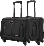 Aerolite Rolling Padded Laptop Case With 4 Wheels - Fits up to 15.6", Overnight Trolley Business Hand Cabin Luggage Case easyJet Plus/Flexi/Up Front/Extra Legroom, British Airways & Jet2 Approved Black