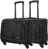 Aerolite Rolling Padded Laptop Case With 4 Wheels - Fits up to 15.6", Overnight Trolley Business Hand Cabin Luggage Case Easyjet Plus/Flexi/Up Front/Extra Legroom, British Airways & Jet2 Approved Black