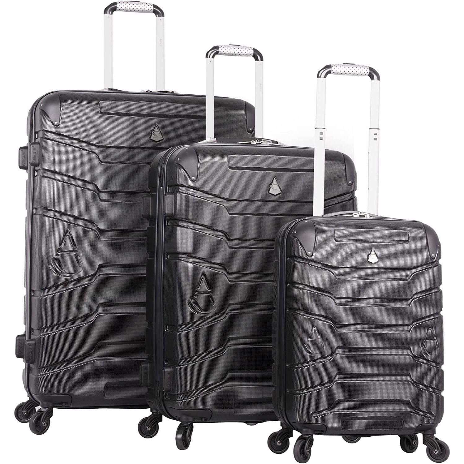 Aerolite Lightweight 4 Wheel ABS Hard Shell Spinner Luggage (21” Cabin , 25” Medium Hold, 29” Large Hold) With inbuilt USB Port (21"), Inbuilt Luggage Scale (25" & 29"), Charcoal