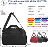 Aerolite Ryanair Maximum Cabin Bag (40x20x25cm) With 10 Years Guarantee, New and Improved 2024 Holdall Cabin Luggage Under Seat Flight Bag