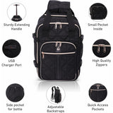 Aerolite 40x20x25 Ryanair Maximum Size Backpack Trolley Bag with 2 Wheels Eco-Friendly Cabin Luggage Approved Extendable Handle Travel Carry On Holdall Flight Rucksack with 10 Year Warranty (Quilted) - Aerolite UK