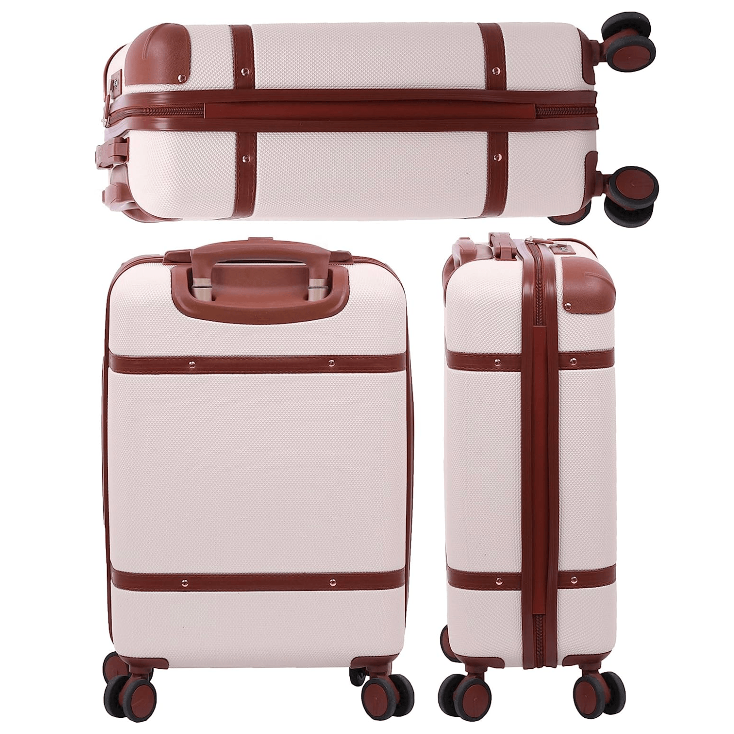 Aerolite Vintage Classic Retro Style Lightweight ABS Hard Shell Luggage With In-Built TSA Lock & Ultra Quiet Hinomoto 8-Wheels (Cabin 21", Medium 25", Large 29") - Aerolite UK