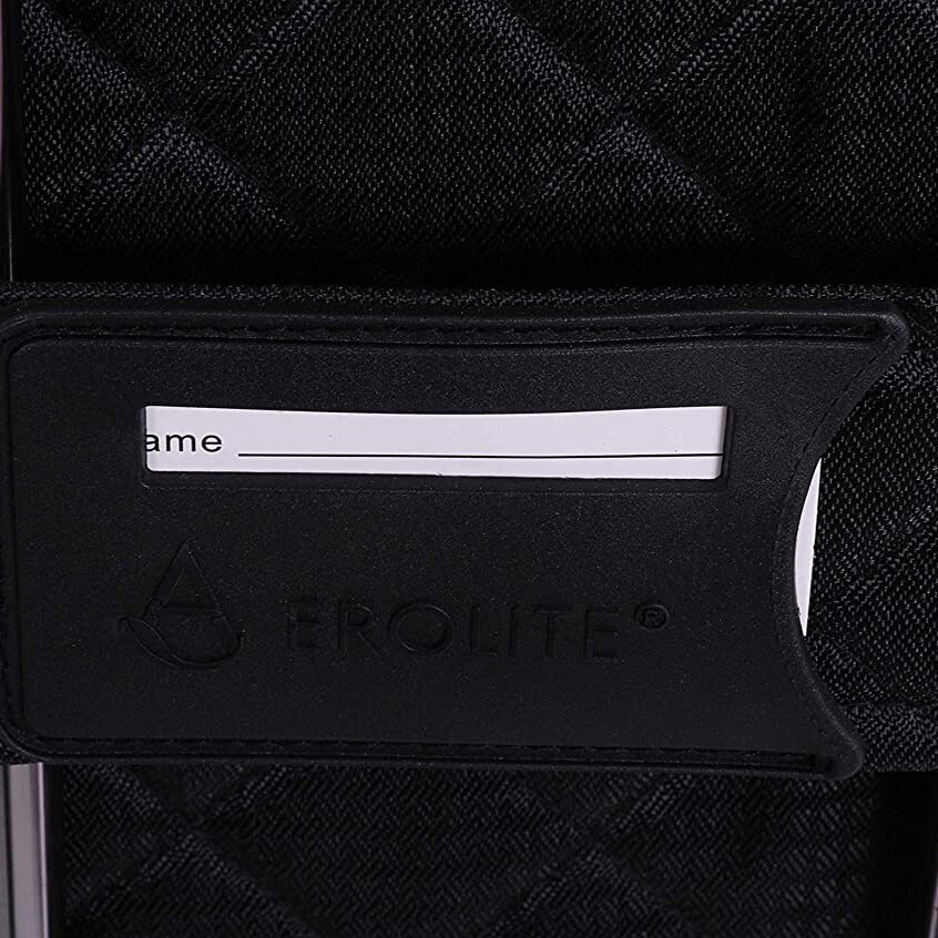 Aerolite luggage name tag holder with branded logo, offering personalization and easy identification during travel.
