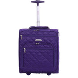 Aerolite 45x36x20cm Easyjet cabin luggage in purple with quilted design, high-mileage wheels, and SBS zips, 2024 model.