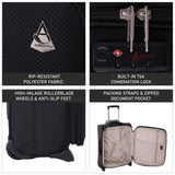 Aerolite Expandable (55x40x20cm) to (55x40x23cm) Ryanair (Priority) Maximum Allowance Lightweight Cabin Hand Luggage 2 Wheels, Approved for Ryanair Priority, Lufthansa, Turkish Airlines, and Many More - Aerolite UK