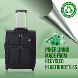 Aerolite Expandable (55x40x20cm) to (55x40x23cm) Ryanair (Priority) Maximum Allowance Lightweight Cabin Hand Luggage 2 Wheels, Approved for Ryanair Priority, Lufthansa, Turkish Airlines, and Many More - Aerolite UK