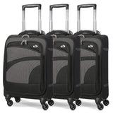 Aerolite (55x35x20cm) Lightweight Soft Shell Cabin Hand Luggage (x3 Set) | 4 Wheels