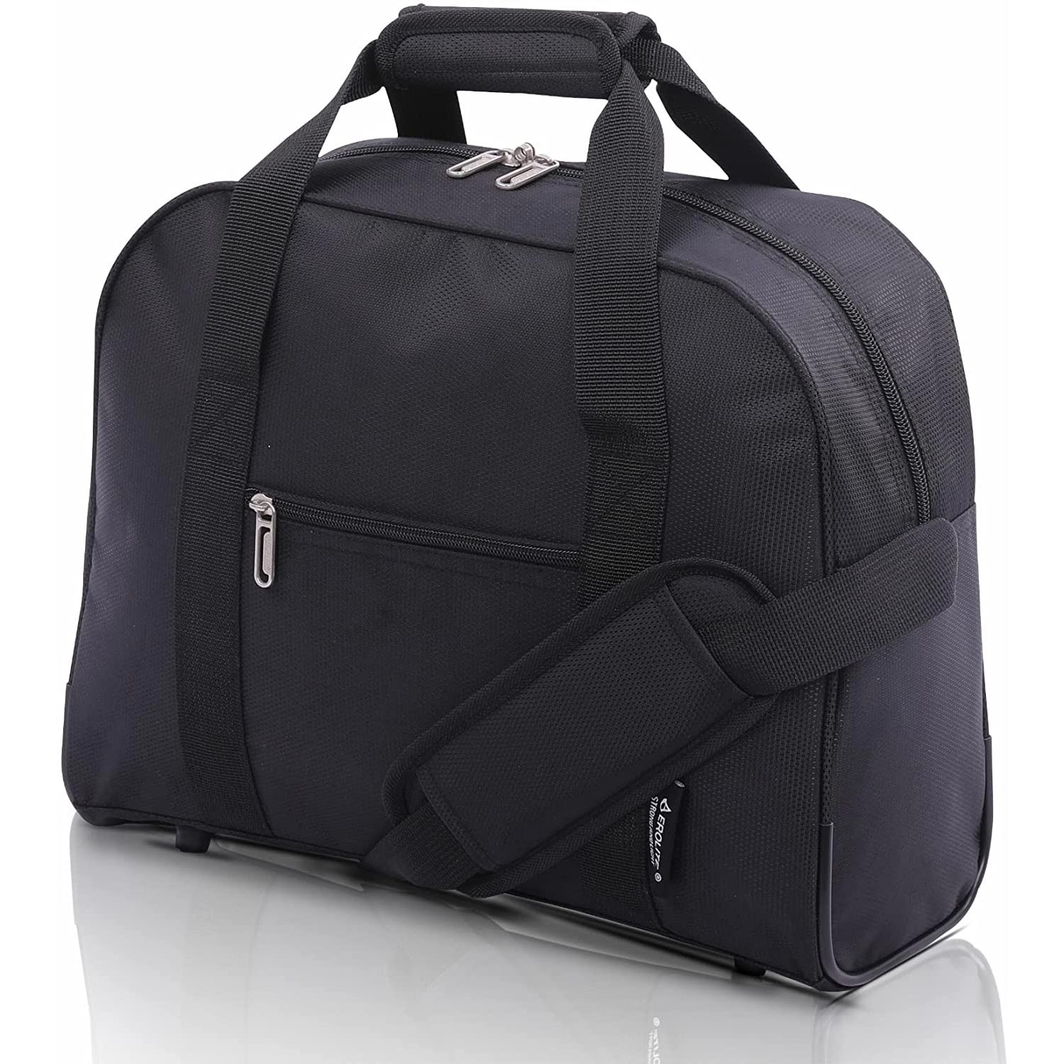 AEROLITE (40x30x15cm) British Airways Maximum, KLM, Air France, Turkish Airlines Maximum Allowance Size Holdall, Cabin Luggage Under Seat Flight Bag, Black