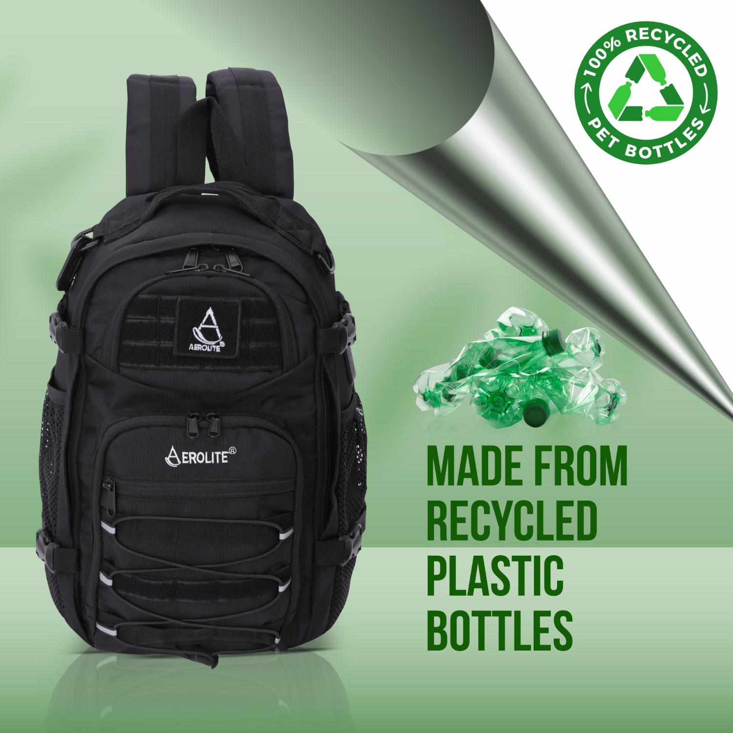 Aerolite 40x20x25 Ryanair Maximum Size Tactical Backpack Eco-Friendly Shower-Resistant Cabin Luggage Camping Hiking Trekking 20L Approved Travel Carry On Flight Rucksack with 10 Year Warranty - Aerolite UK