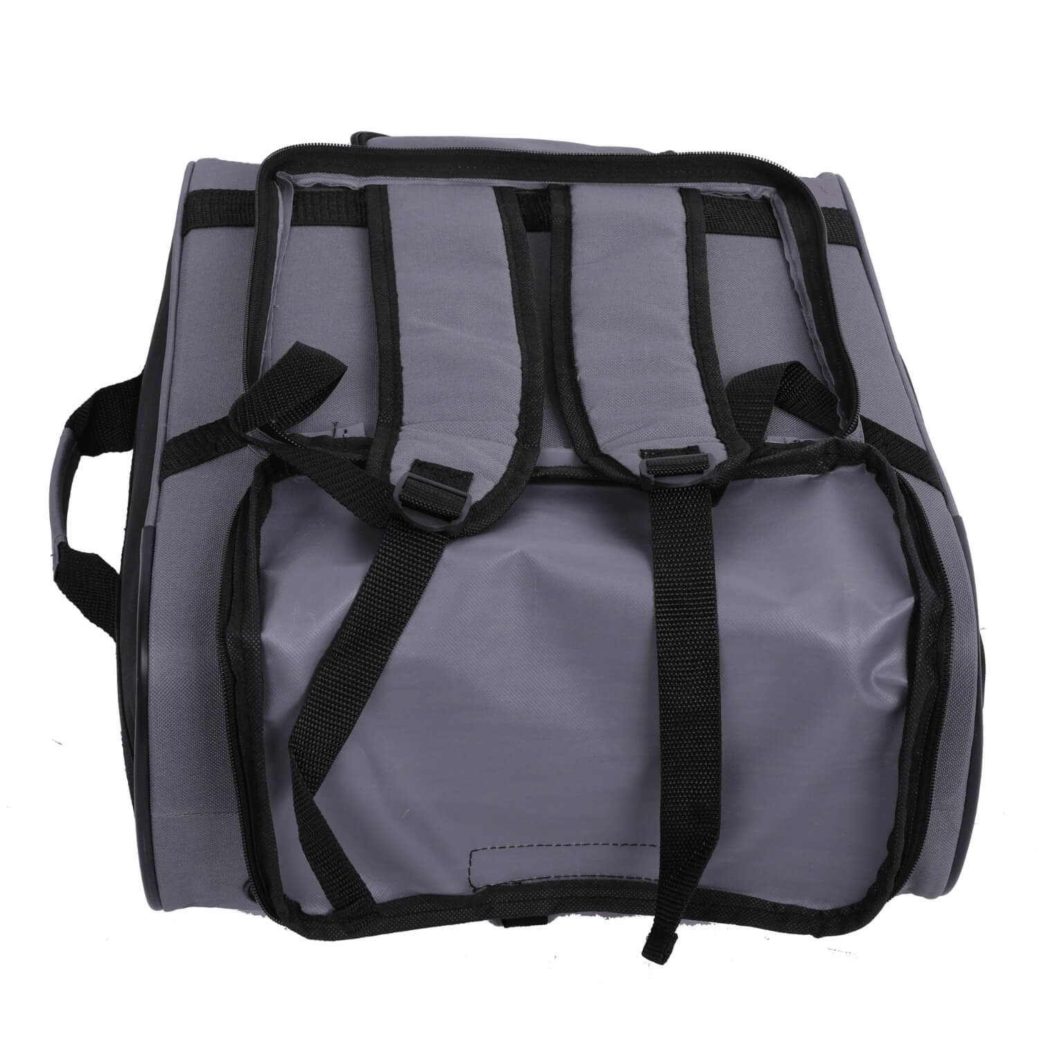 Bottom view of Aerolite MiniMAX pink suitcase with backpack straps, showcasing its compact and versatile design.