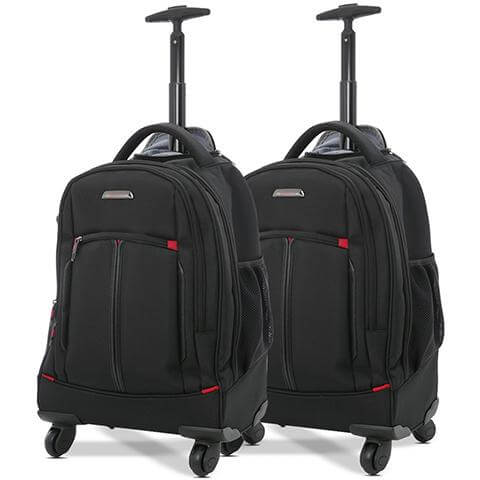 Aerolite (55x35x23cm) Executive 4 Wheel Mobile Trolley Backpack Business Hand Cabin Luggage (x2 Set)