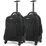 Aerolite (55x35x23cm) Executive 4 Wheel Mobile Trolley Backpack Business Hand Cabin Luggage (x2 Set)